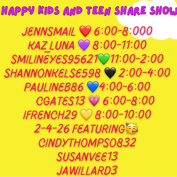 Other - Kids and teen first share show every Thursday! 
Let’s get you what you need!